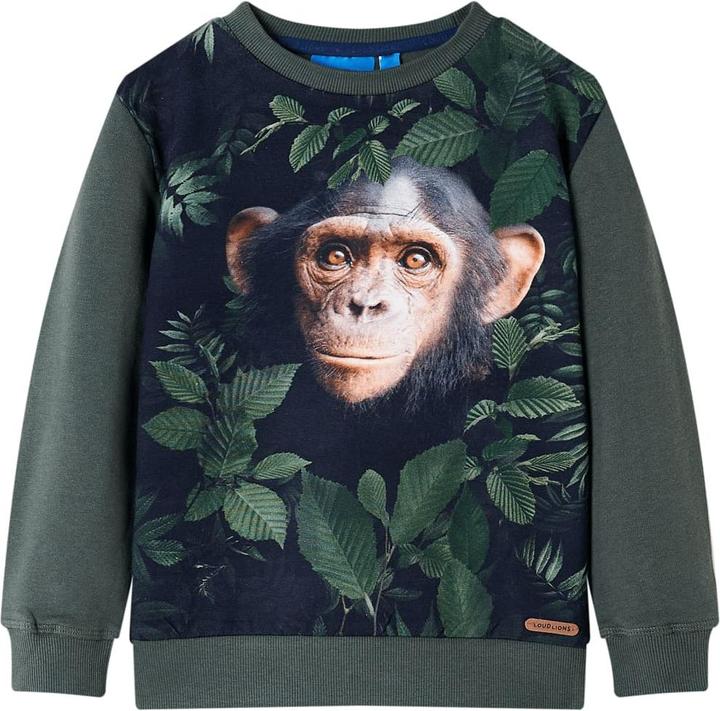 VidaXL Kinder-Sweatshirt Dunkles Khaki 128,Material: 92 (128)