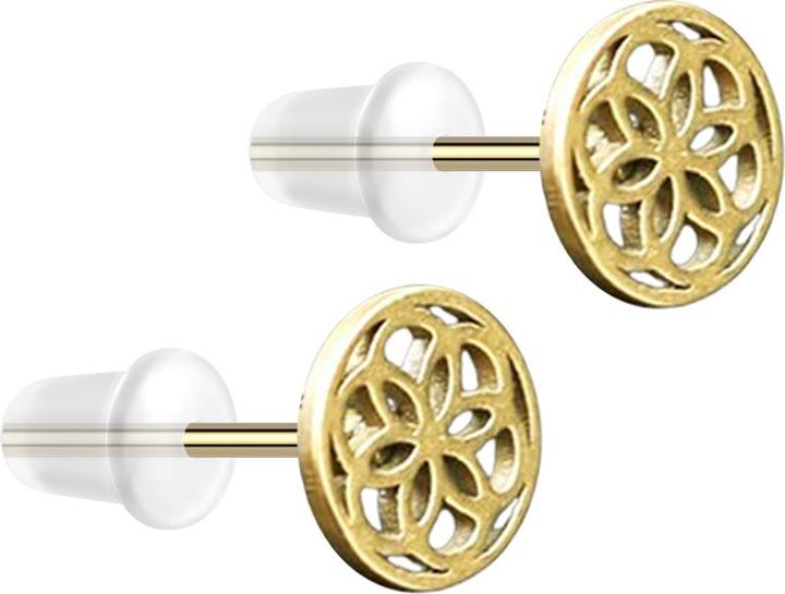 Image du produit Star Piercing Ohrstecker vergoldet Blume des Lebens (sans laiton, Acier chirurgical 316L)