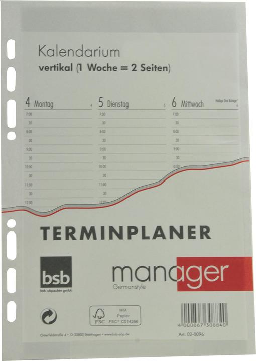 Produktbild BSB-Obpacher Kalendarium für Timer ca. A5 1Woche/2Seiten (A5)