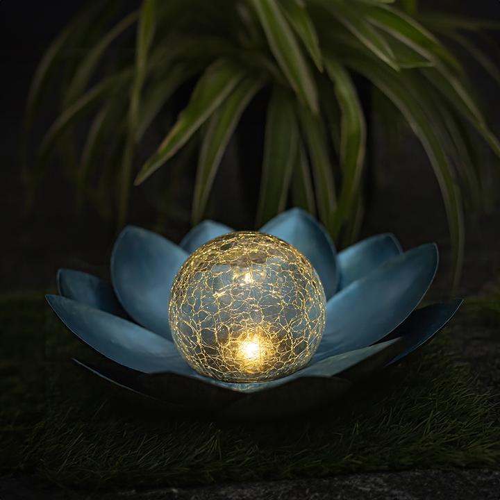 Actual product image Forever Light SUNARI Solar Lamp LED FLS-70 Lotus Flower Blue 3000K 600mAh Ni-MH (3000 lm, IP6X)