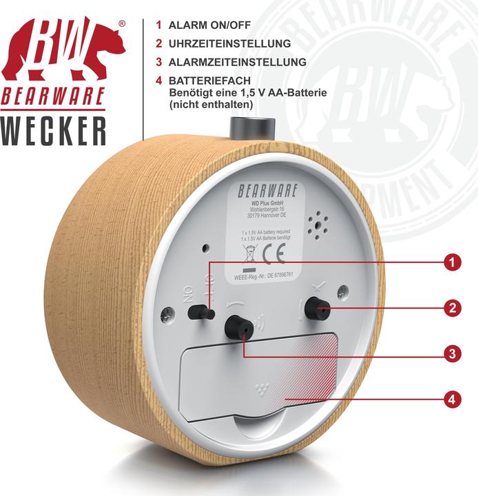 Actual product image Bearware Alarm clock