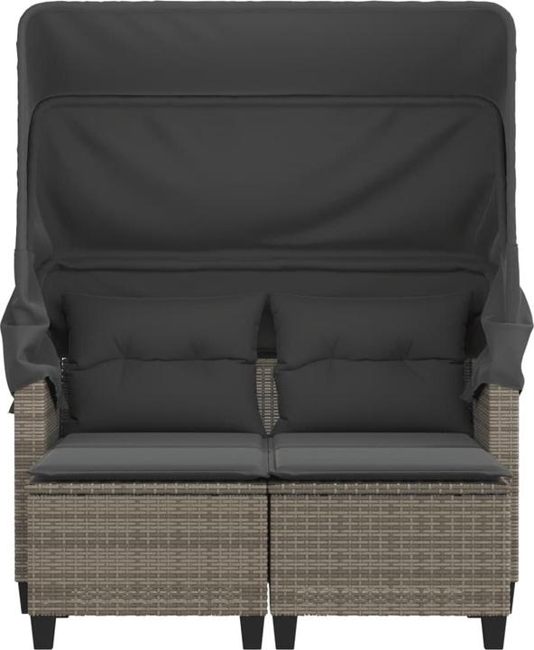 Image du produit VidaXL Canapé de jardin 2 places avec toit et poufs