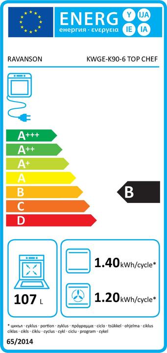 Energie-Label Ravanson Gas-Elektroherd KWGE-K90-6 TOP CHEF