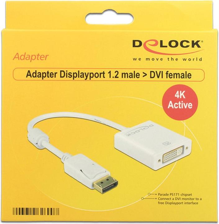 Immagine prodotto Delock Adattatore monitor DP a DVI, attivo, supporto 4K (DVI, 20 cm)