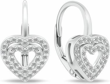 Brilio Silver - Charming silver heart earrings EA111W