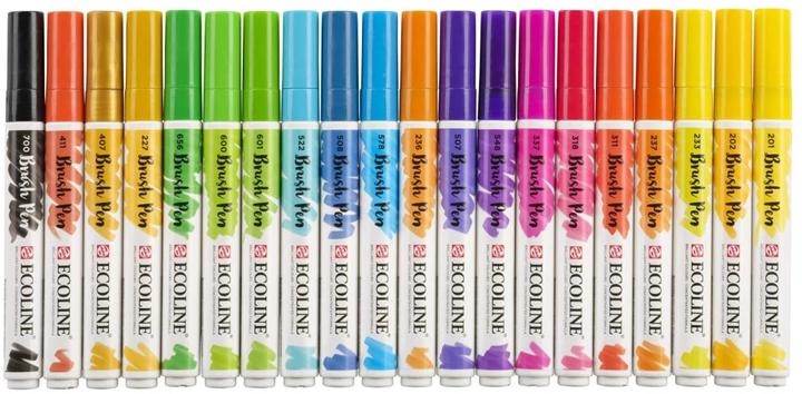 Actual product image Talens Brush pen Ecoline set of 20, line width: B, Brush (Multicoloured, 20 x)