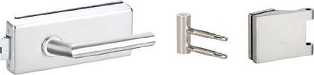 Universal Textiles Stainless steel glass door fitting set 3-piece - without hole