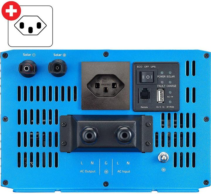 Actual product image Ective SSI 10 Sinus-Wechselrichter 1000W 12V mit Netzvorrang, Ladegerät & MPPT Laderegler (CH-Stecker)