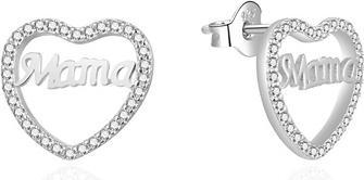 Agato - Heart earrings with zircons Mama AGT-E039PW