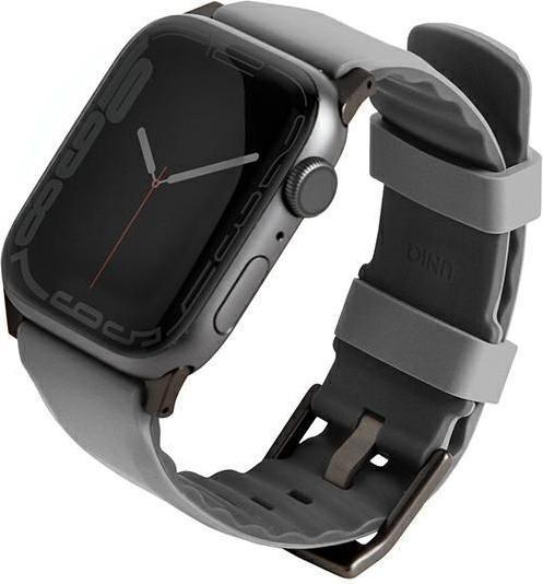 Actual product image Uniq pasek Linus Apple Watch Series 4/5/6/7/8/SE/SE2/Ultra 42/44/45mm. Airosoft Silicone szary/chalk (45 mm, 44 mm, 42 mm, Plastic, Silicone)
