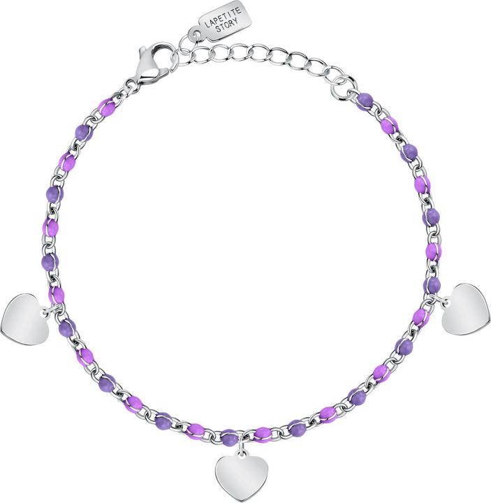 La Petite Story Love Hearts Armband (19 cm, Edelstahl, Emaille)