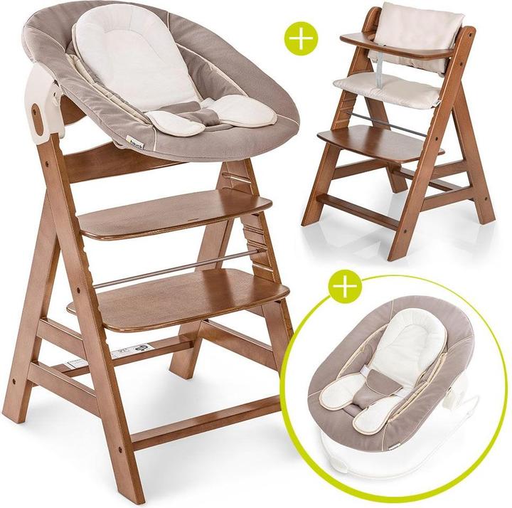 Produktbild Hauck Hochstühle Alpha Plus Walnut Newborn Set - 4-tlg. Hochstuhl (Hochstuhl)