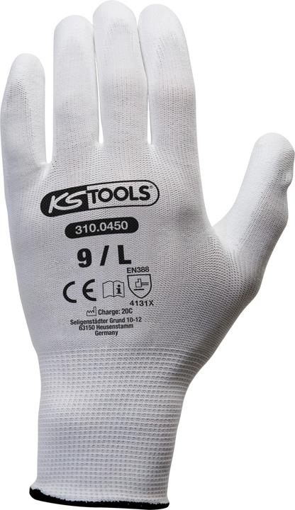 Produktbild KS Tools Mikro-Feinstrickhandschuhe-weiss, 9, 12 Paar (9)
