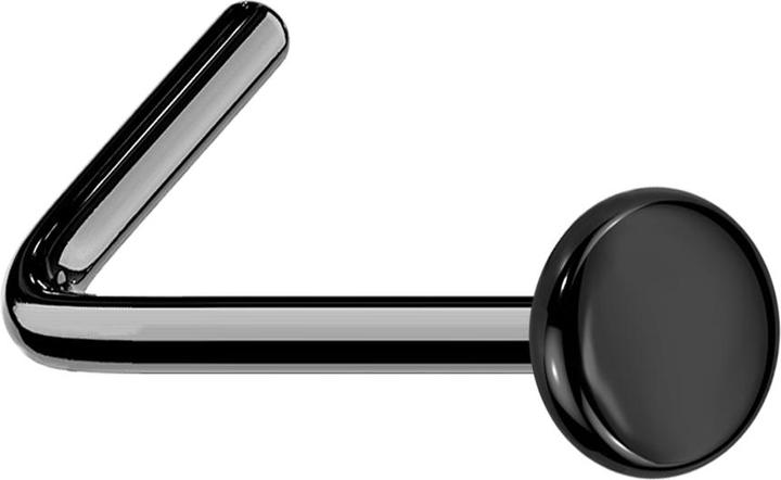Star Piercing Nasenstecker gewinkelt schwarz mit Teller (ohne Messing, Titan G23)