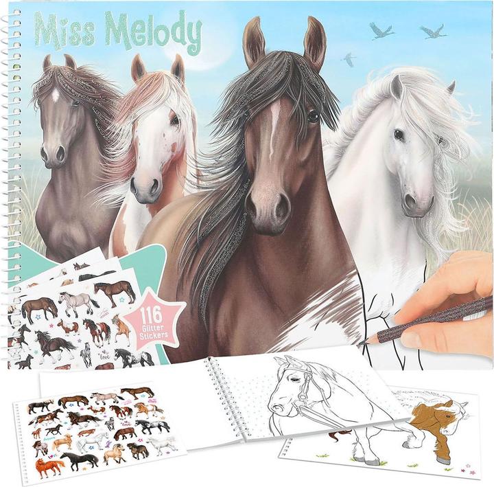 Image du produit Magni DEPESCHE Miss Melody Livre de coloriage Rêves de chevaux avec autocollants