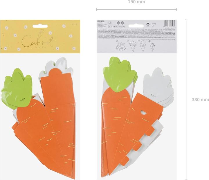 Actual product image Partydeco Easter craft set carrot box 7.5 x 26.5 x 7.5 cm, orange (6 x, 0.5 x 19 x 37 cm)