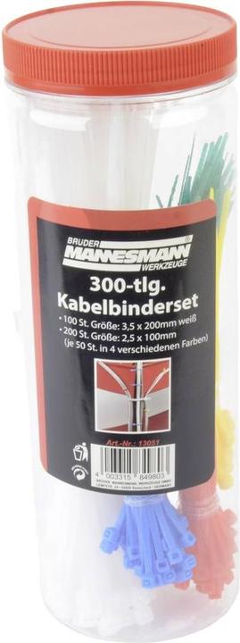 Produktbild Mannesmann Kabelbinder-Set 300-tlg. (Kunststoffkabelbinder, 200 mm, 300 Stk.)
