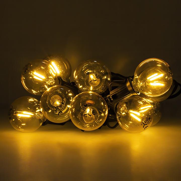 Produktbild Forever Light Solar Girlande 5,5m +10 LED Glühbirnen Glühfaden gold E12 G40 IP44 (5.50 m)