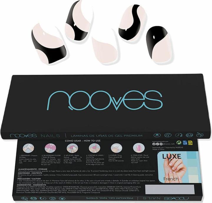 Immagine prodotto Nooves NAILS Premium Pre-cure Gel Nail Foils White Cow Art Design Strisce di gel per unghie semi-indurite (Unghie artificiali, White Cow Art Design)