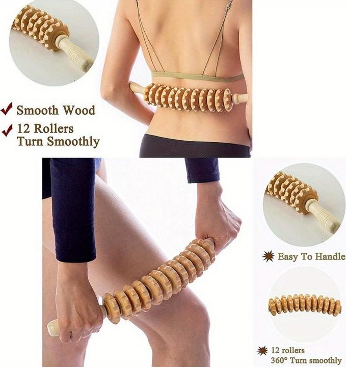 Immagine prodotto PhoneLook Naturholz Anti-Cellulite Massage-Roller für tiefe Muskeln und Gewebe, Lymphdrainage
