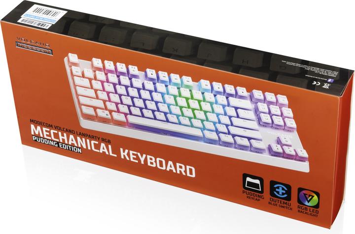 Image du produit Modecom VOLCANO LANPARTY RGB PUDDING EDITION Clavier de jeu blanc Bleu US (US, Filaire)