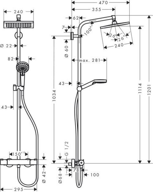 Actual product image hansgrohe Thermostatischer Duschkopf des Crometta E240-Systems HG27271000