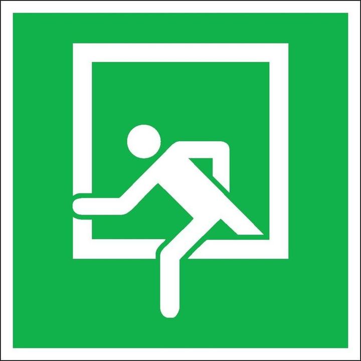Energie-Label SafetyMarking Rettungszeichen-Aufkleber "Notausstieg" quadratisch 15,0 x 15,0 cm