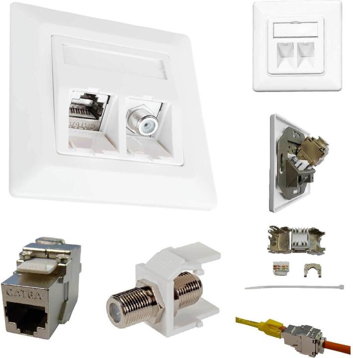 Actual product image Kathrein ESN 300 Combination network socket Cat.6A 500MHz 10Gbit RJ45 LAN TV/SAT F