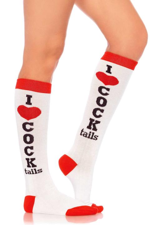 Immagine prodotto Leg Avenue Kniestrümpfe I Love Cocktails weiss (Taglia unica)