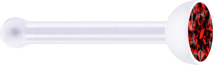 Produktbild Star Piercing Nasenstecker gerade transparent mit Kristall rot (ohne Messing, Bioflex)