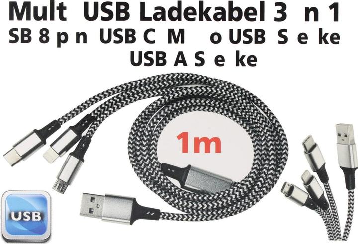Produktbild Heitech 3 in 1 (1 m, USB 2.0)
