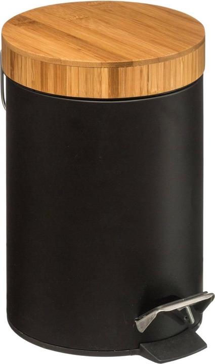 Image du produit 5Five Poubelle à pédale, bambou/métal, 3 L - noir (3 l)
