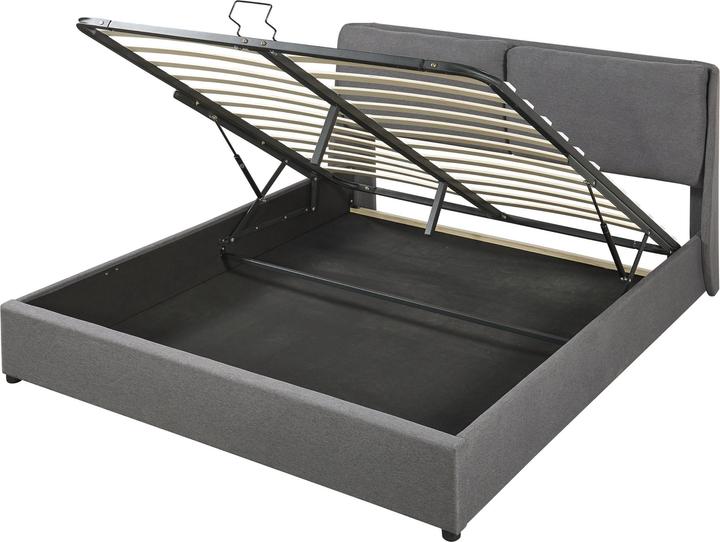 Produktbild En.Casa Polsterbett Lunner mit Matratze 160x200 cm Dunkelgrau (160 x 200 cm)