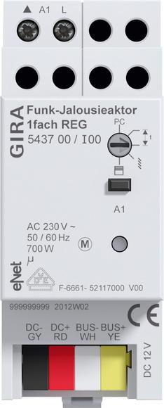 Produktbild Gira Funk Jal.aktor 1f REG eNet 543700 (Heizungsaktor)