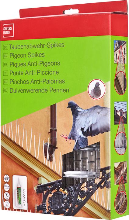 Produktbild Swissinno Taubenabwehrspikes transparentes Polycarbonat 300cm inkl. Silikonkleber
