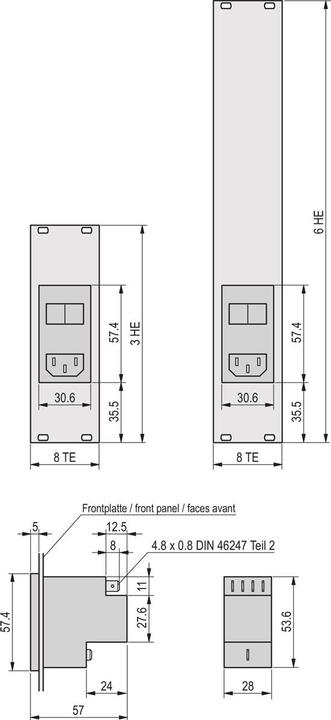 Immagine prodotto Schroff Modulo di ingresso di rete con filtro - NETZEINGANGSMODUL 3HE 8TE