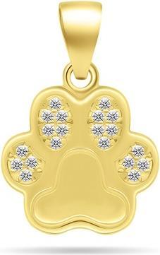 Brilio Silver - Playful gold-plated pendant with zircons Paw PT63Y