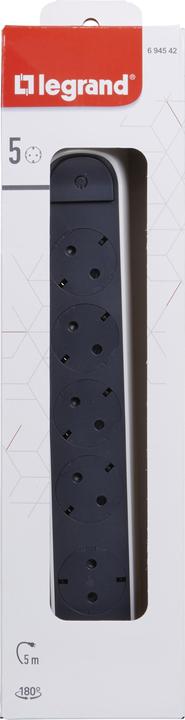 Actual product image Legrand Rotatable power strip 5x socket, 5m cable white-black 694542 (5 x, CEE7, 5 m)
