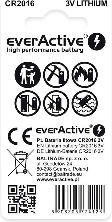 Actual product image NoName Lithiumbatterien mini everActive CR2016 Blisterverpackung 2 Stück (2 pcs., CR2016)