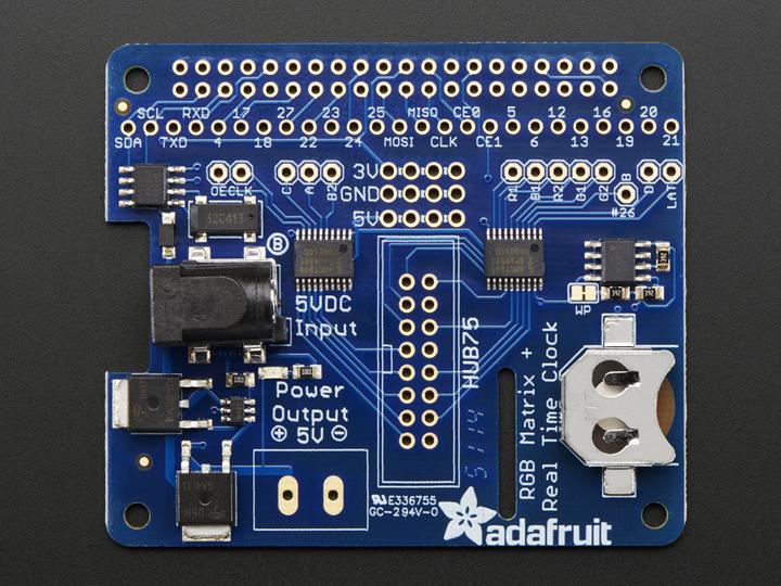 Actual product image Adafruit RGB Matrix HAT RTC for Raspberry Pi (Shield)