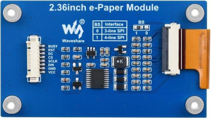 Immagine prodotto WaveShare 296x168 Display a inchiostro elettronico a 4 colori da 2,36 pollici