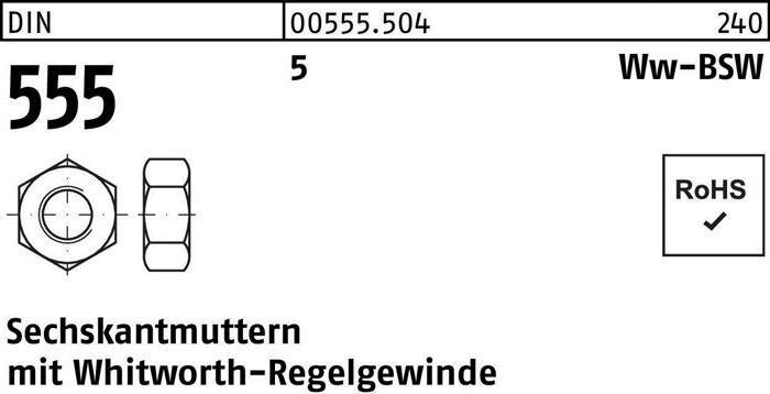 Produktbild Sechskantmutter DIN 555 Whitworthgewinde WW 1 5