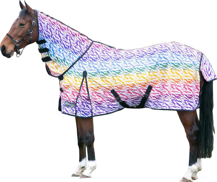 Actual product image Storm X Original Rainbow High-Neck Zebra Print Horse Fly Rug (160 cm)