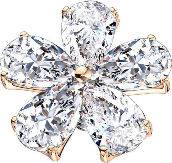 Star Piercing Dermal Anchor rosegold Blume mit Kristalltropfen (Chirurgenstahl 316L, Messing)