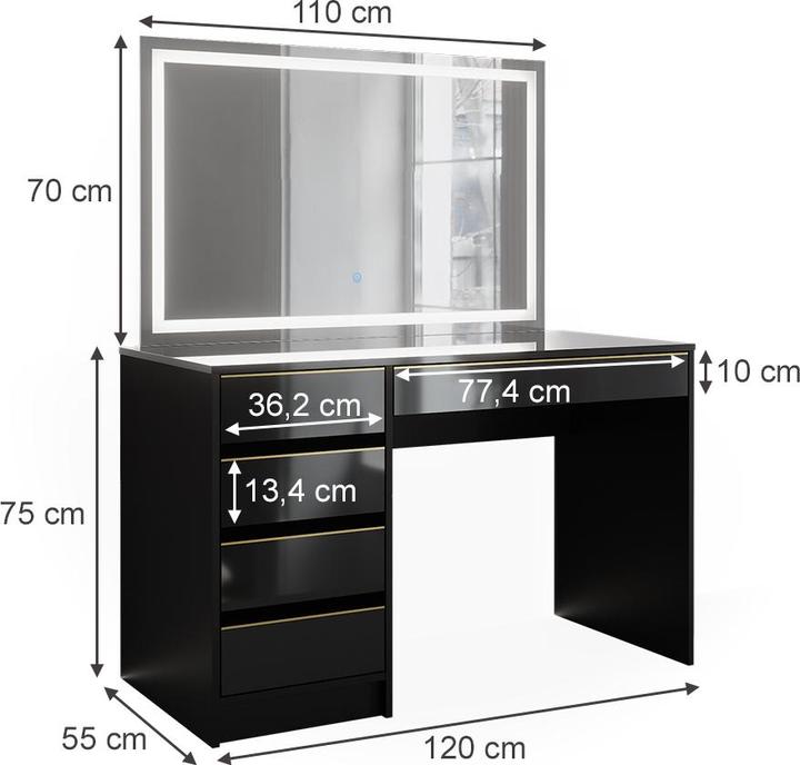 Produktbild Vicco Sherry mit Beleuchtung (120 x 75 x 55 cm)
