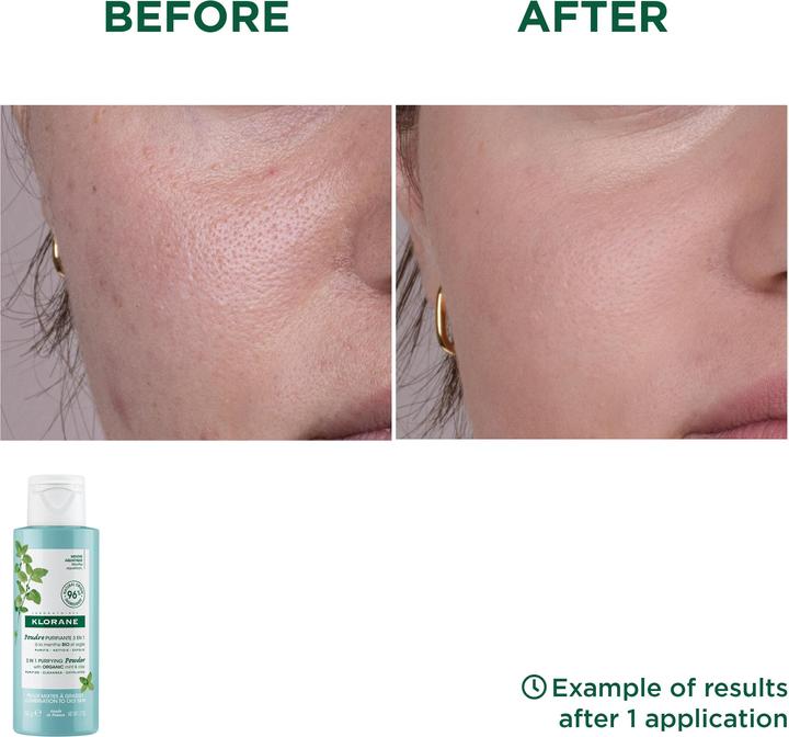 Produktbild Klorane 3-in-1 Reinigungspuder mit BIO-Wasserminze (Reinigungstücher, 50 ml)