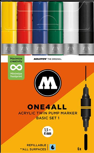 Actual product image Molotow Acrylic marker ONE4ALL ACRYLIC TWIN (Orange, 4 mm, 6 x)