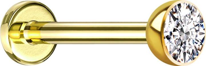 Star Piercing Micro Threadless Labret vergoldet Halbkugel mit Kristall silber (Titan G23, ohne Messing)