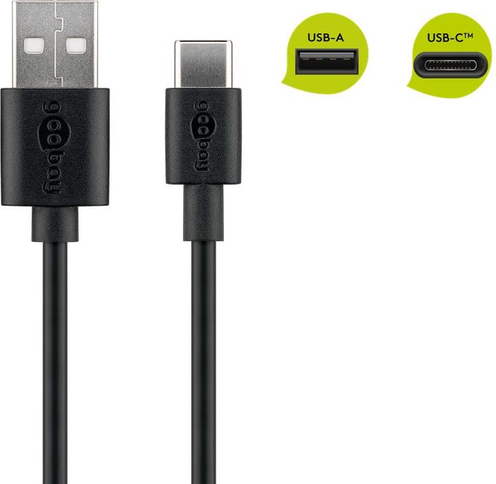 Actual product image Goobay USB-A to USB-C cable (0.10 m, USB 2.0, 5 W)