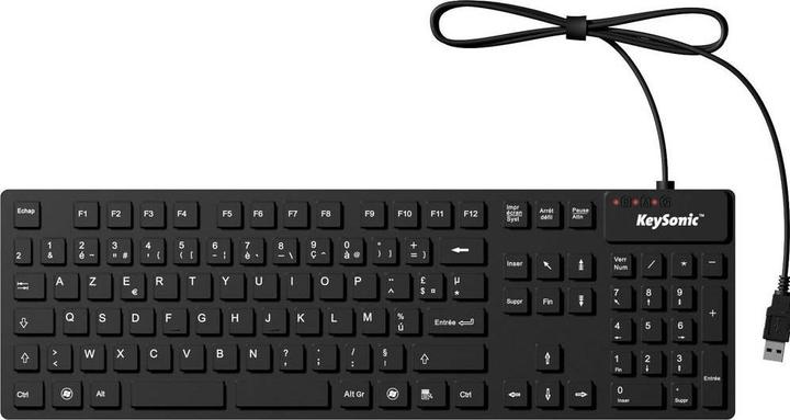 Actual product image KeySonic KSK-8030 IN Industrial silicone keyboard eronomic waterproof antimicrobial resistant to alkali... (FR, Cable)